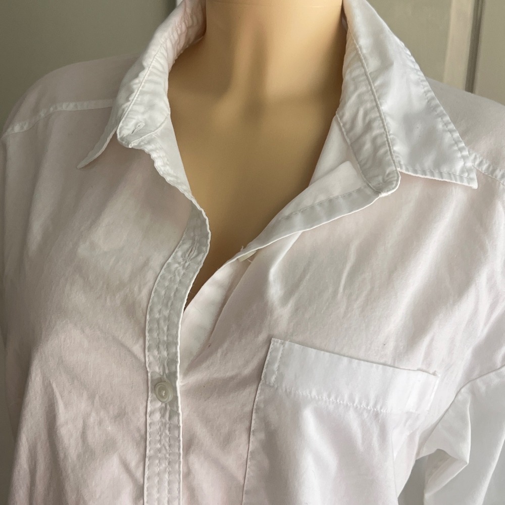 Hollister Button Front Shirt Medium Women Relaxed Long Sleeve White Minimalist